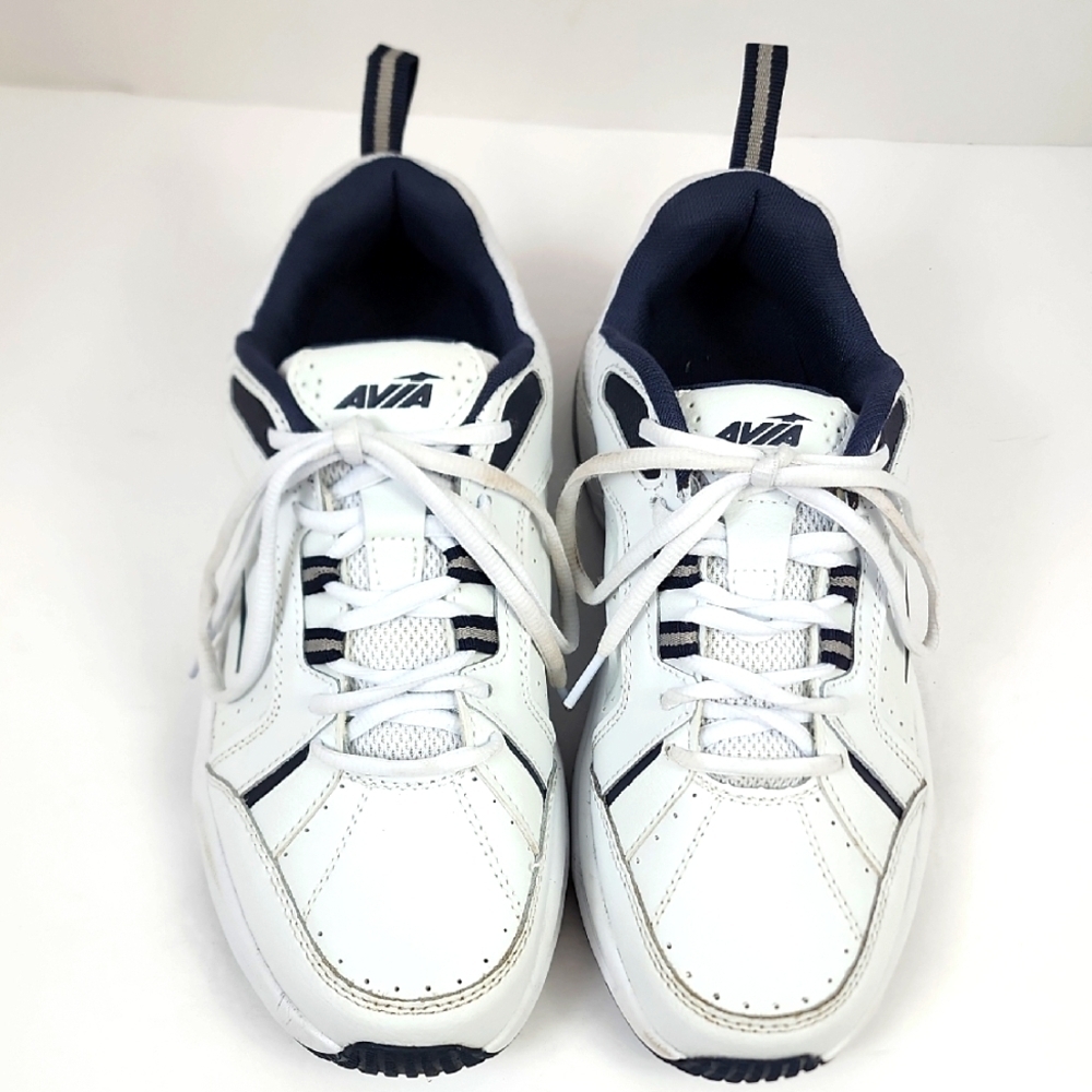 Avia Mens White Black Classic Memory Foam Athletic Sneakers Running Shoes, sz 8W